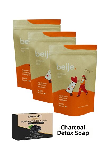 KMS HOME Beije 30-Pack Standard Daily Pad Organic Bamboo + Dermokil Charcoal ...