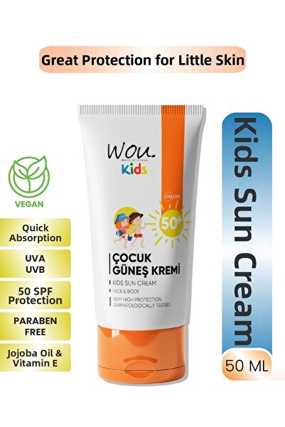 WOU World of Unique كريم الشمس للأطفال بعامل حماية من الشمس SPF50+ عالي الحما...
