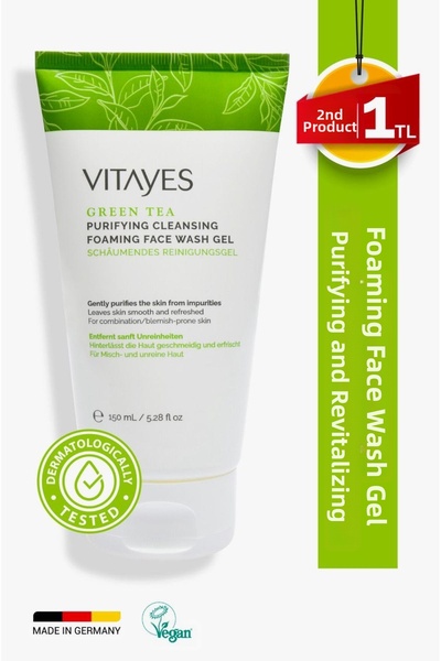 VITAYES Facial Cleansing Gel Green Tea Extract Foam Face Wash Gel for Oily Ac...