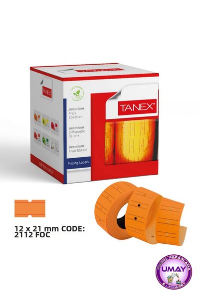 Tanex 6 bucăți etichete de preț cu dungi portocalii 12×21 mm |   1 rolă 800 de bucăți |   Etichetă adezivă (6x800=4800)