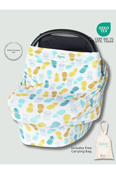 Zuppers Functional Stroller and Nursing Cover - Pineapple - Pouch Bag Gift