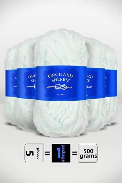 Orchard Sherrie Aqua Blue - 5 Pack - 100Gr/60M - Rabbit Hair - Thick Fur Plus...