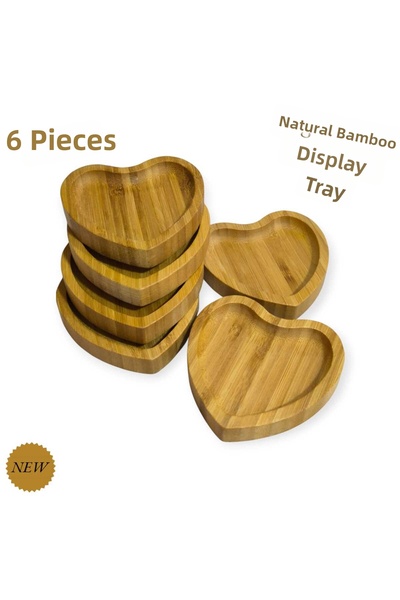 ARMESE Bamboo 4-Piece Snack Plate Heart-Shaped Natural Bamboo Snack Plate Pre...