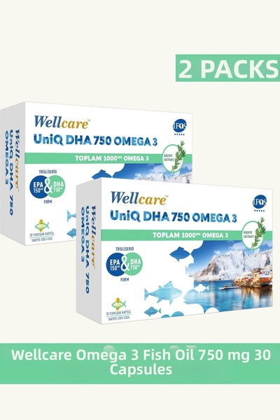 Wellcare زيت السمك أوميجا 3 750 مجم 30 كبسولة 2 قطعة