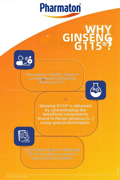 Pharmaton فيتاليتي جينسنغ G115 مكمل متعدد الفيتامينات والمعادن 60 قرص × 2 قطعة