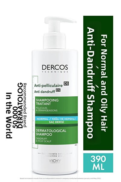 Vichy 100% Effective Dercos Anti-Dandruff Shampoo - Normal and Oily Hair 390 ...