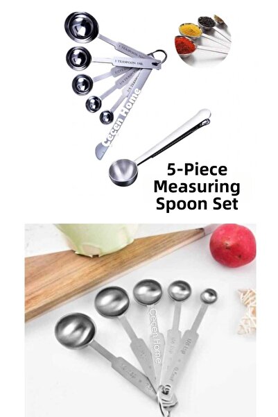 ÇEÇEN HOME Measuring Spoon Set 5-Piece Steel Measuring Spoons (1/8 0.5 Ml; 1/...