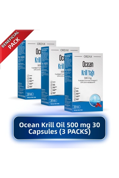 Orzax Ocean Krill Oil 500 Mg 30 Capsules 3 Pieces