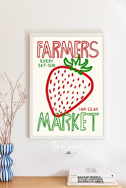 tablodea Poster înrămat cu decor de bucătărie cu model de căpșuni în stil art...