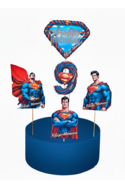 telaşe memuru Superman cake topper - superman birthday decoration - 9th birth...