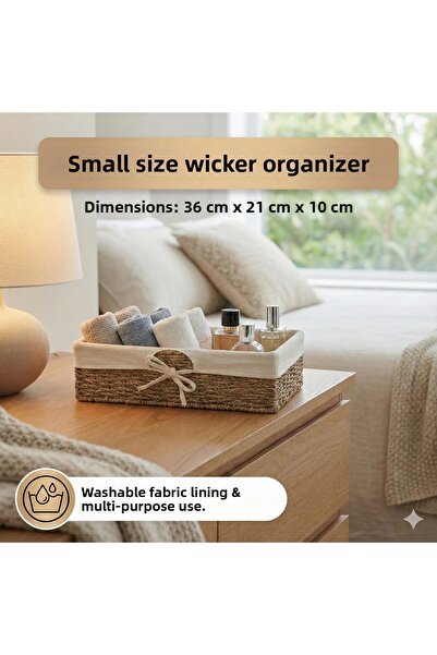 CasaLinda Organizator de sertar din material textil dreptunghiular din răchit...