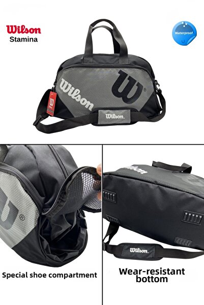 Wilson Unisex Multi-Pocket Gray Waterproof Fully Lined Travel and Sports Bag ...