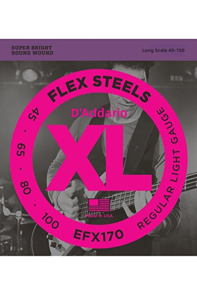 Daddario EFX170 ΣΕΤ ΧΟΡΔΩΝ ΜΠΑΣΟΚΙΘΑΡΑΣ, FLEXSTEELS, REGULAR LIGHT GAUG