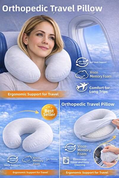 Viscomina Pernă de călătorie ortopedică Visco – 360 °   Pernă pentru gât din ...