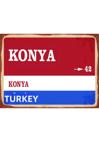 BiveSa Semn stradal retro din lemn din provincia Konya