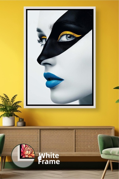 KOSS Dijital Μοντέρνο γυναικείο πρόσωπο με ασπρόμαυρη αντίθεση καλλιτεχνικό π...