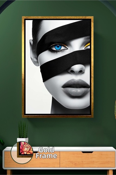 KOSS Dijital Μοντέρνος πίνακας σε καμβά με κορνίζα, με λεπτομέρεια μπλε μάτια...