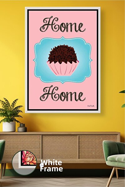 KOSS Dijital Home Sweet Home Pictură pe pânză înrămată cu figură de cupcake s...