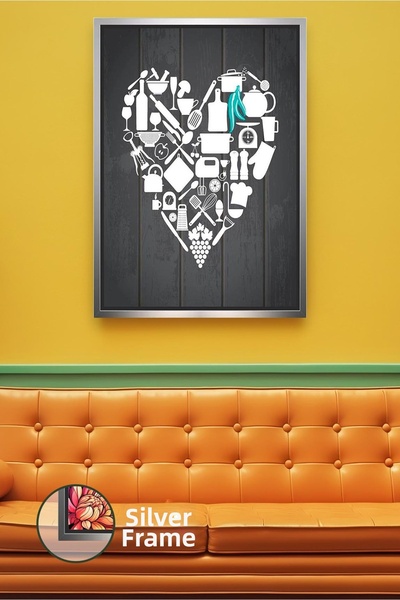 KOSS Dijital Tablou de pânză înrămat cu tematică de bucătărie modernă boho, d...