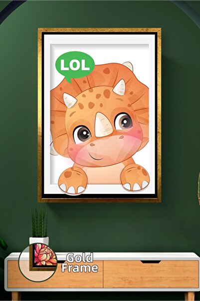 KOSS Dijital Pictură pe pânză înrămată cu design vesel, cu dinozaur portocali...