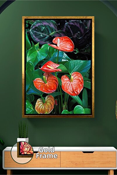 KOSS Dijital Floare de Anthurium roșie, fotografie botanică de aproape, pictu...