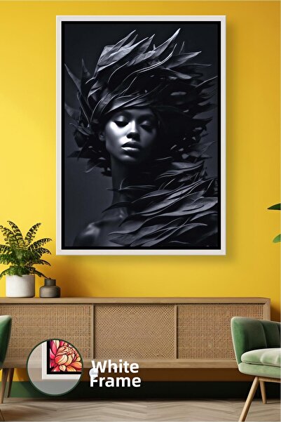 KOSS Dijital Πίνακας σε καμβά με μαύρα φύλλα με λεπτομέρειες για διακόσμηση τ...