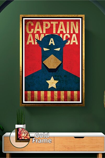 KOSS Dijital Decorare de perete în stil retro Captain America, pictură pe pân...