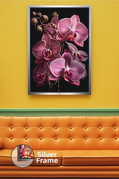 KOSS Dijital Лилаво орхидеено цвете Детайлно ботаническо произведение на изку...