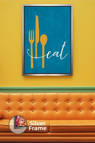 KOSS Dijital Tipografie modernă Eat, pictură pe pânză înrămată cu tematică de...