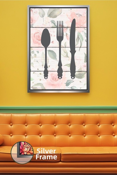 KOSS Dijital Pictură pe pânză cu cadru figurat cu model floral boem cu furcul...