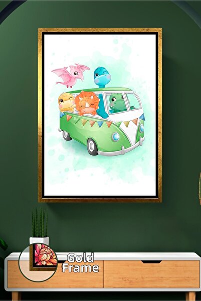 KOSS Dijital Pictură pe pânză înrămată cu tematică de călătorie cu dinozauri ...