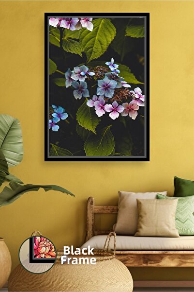 KOSS Dijital Floare de hortensie albastră roz, frunze naturale, fotografie de...