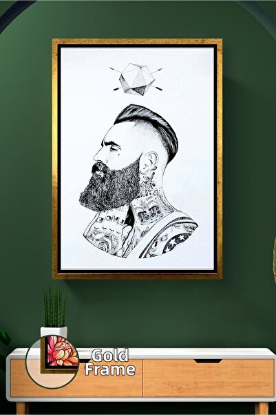 KOSS Dijital Pictură modernă pe pânză înrămată, cu desen minim, portret de bă...