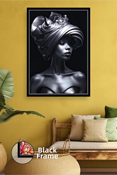 KOSS Dijital Pictură portret feminină în tonuri de negru, aspect metalic, dec...