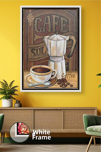 KOSS Dijital Εικόνα σε καμβά με θέμα τον καφέ Bohemian Vintage με κορνίζα Κλα...