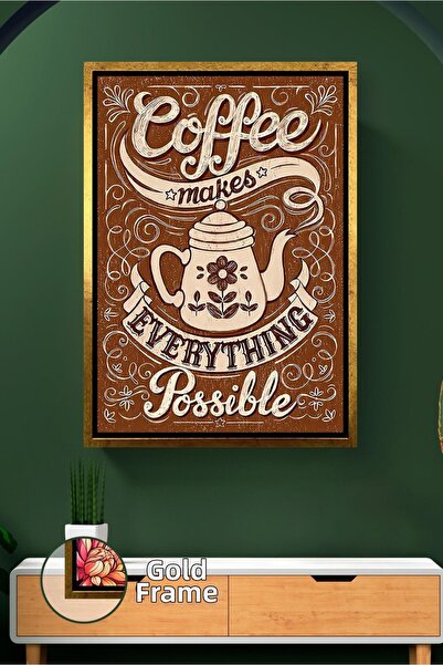 KOSS Dijital Εικόνα σε καμβά με πλαίσιο με θέμα τον καφέ, με ρετρό σχέδιο, δι...