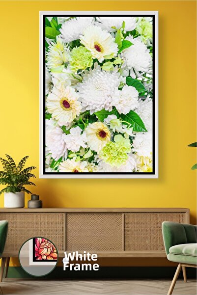 KOSS Dijital Pictură de perete cu flori de gerbera cu margarete albe, decor m...