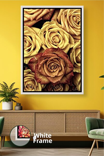 KOSS Dijital Pictură cu flori cu detalii de trandafir galben Decor modern de ...