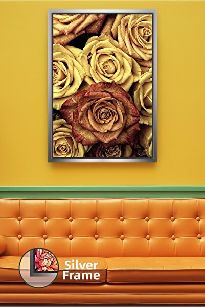 KOSS Dijital Pictură cu flori cu detalii de trandafir galben Decor modern de ...