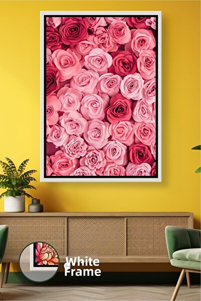KOSS Dijital Pictură pe pânză înrămată cu model de trandafiri roz, pictură de...