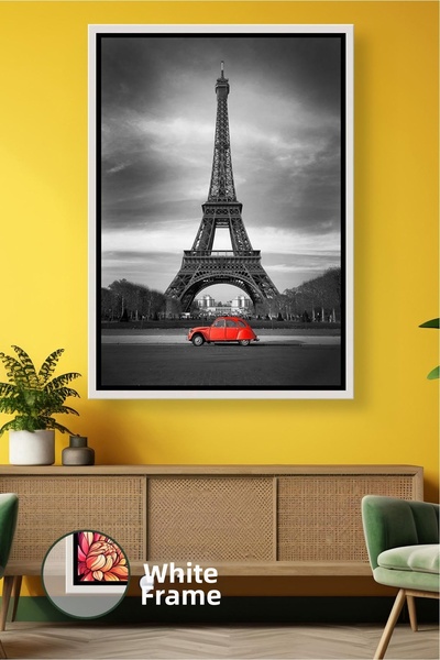 KOSS Dijital Pictură pe pânză înrămată cu tematică de oraș modern, roșu, negr...