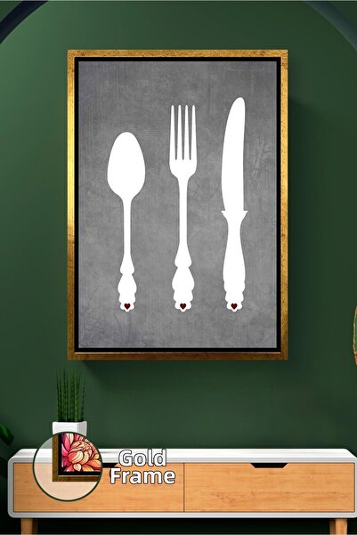 KOSS Dijital Tablou de pânză înrămat cu tematică de bucătărie minimă – Decor ...