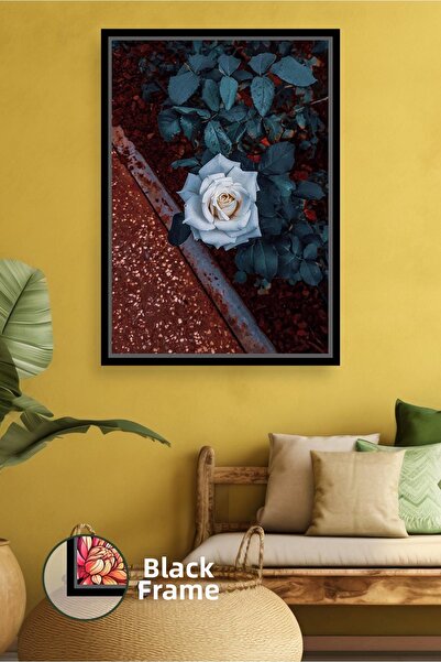 KOSS Dijital Pictură decorativă minimalistă cu flori de trandafir alb, pictur...