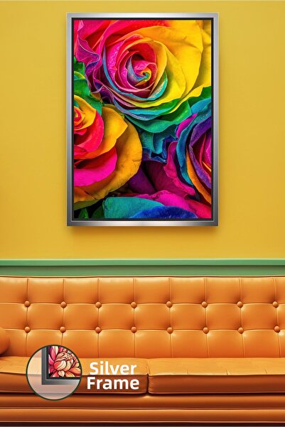 KOSS Dijital Fotografie de flori de trandafir colorate curcubeu, tonuri vii, ...