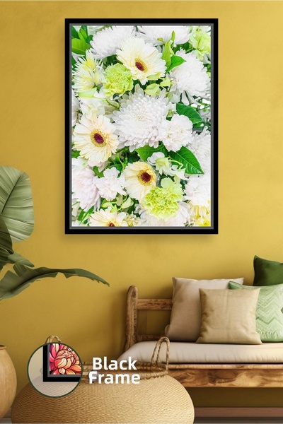 KOSS Dijital Pictură de perete cu flori de gerbera cu margarete albe, decor m...