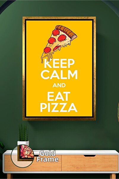 KOSS Dijital Pictură pe pânză înrămată cu tematică de pizza, tipografie de fu...