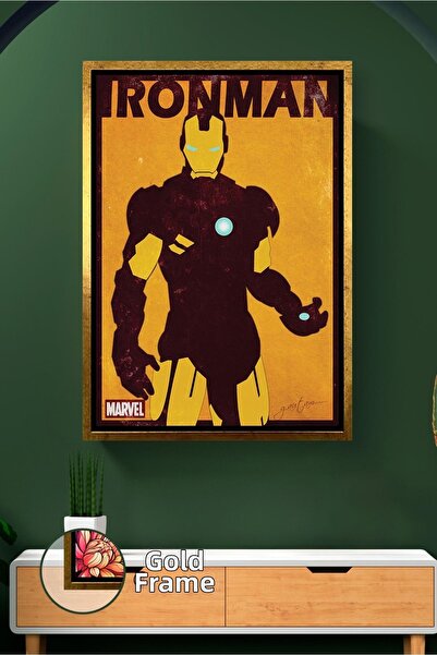 KOSS Dijital Pictură de perete Iron Man Marvel, pictură pe pânză cu cadru neg...
