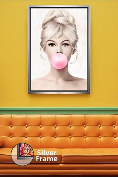 KOSS Dijital Portret iconic de Brigitte Bardot, gumă roz, stil modern pop art...