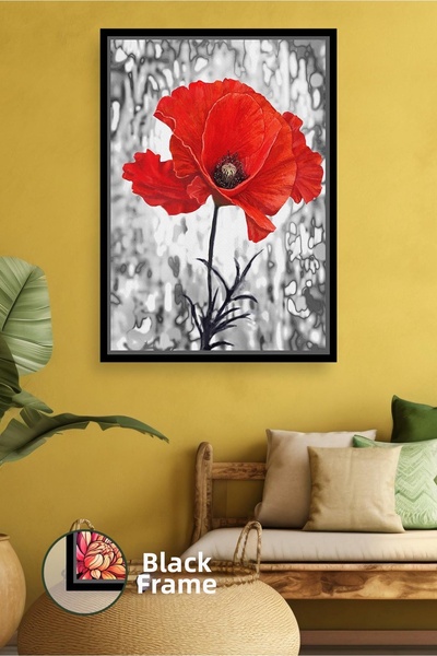 KOSS Dijital Decor de perete cu flori de papaver roșu, pictură pe pânză cu ra...