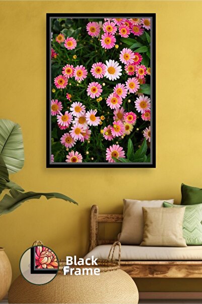 KOSS Dijital Tablou decorativ cu model de flori de margaretă roz Tablou de pâ...